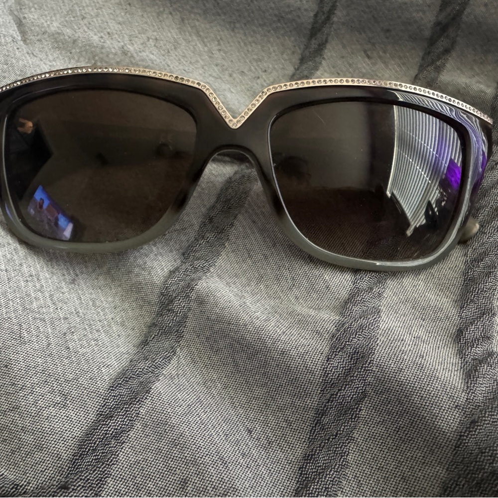 Valentino V646SR Rhinestone Oversized Sunglasses Gray Made in Italy